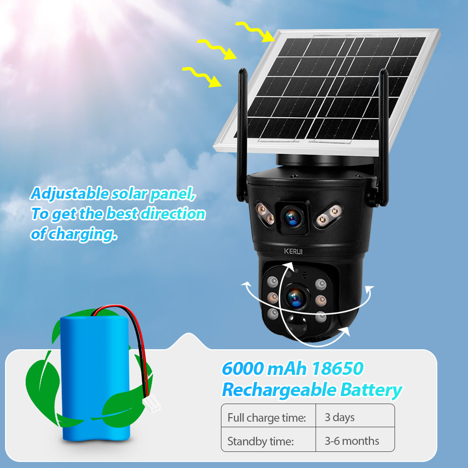 Photography Zooming - KERUI 6MP 4G SIM WiFi Solar