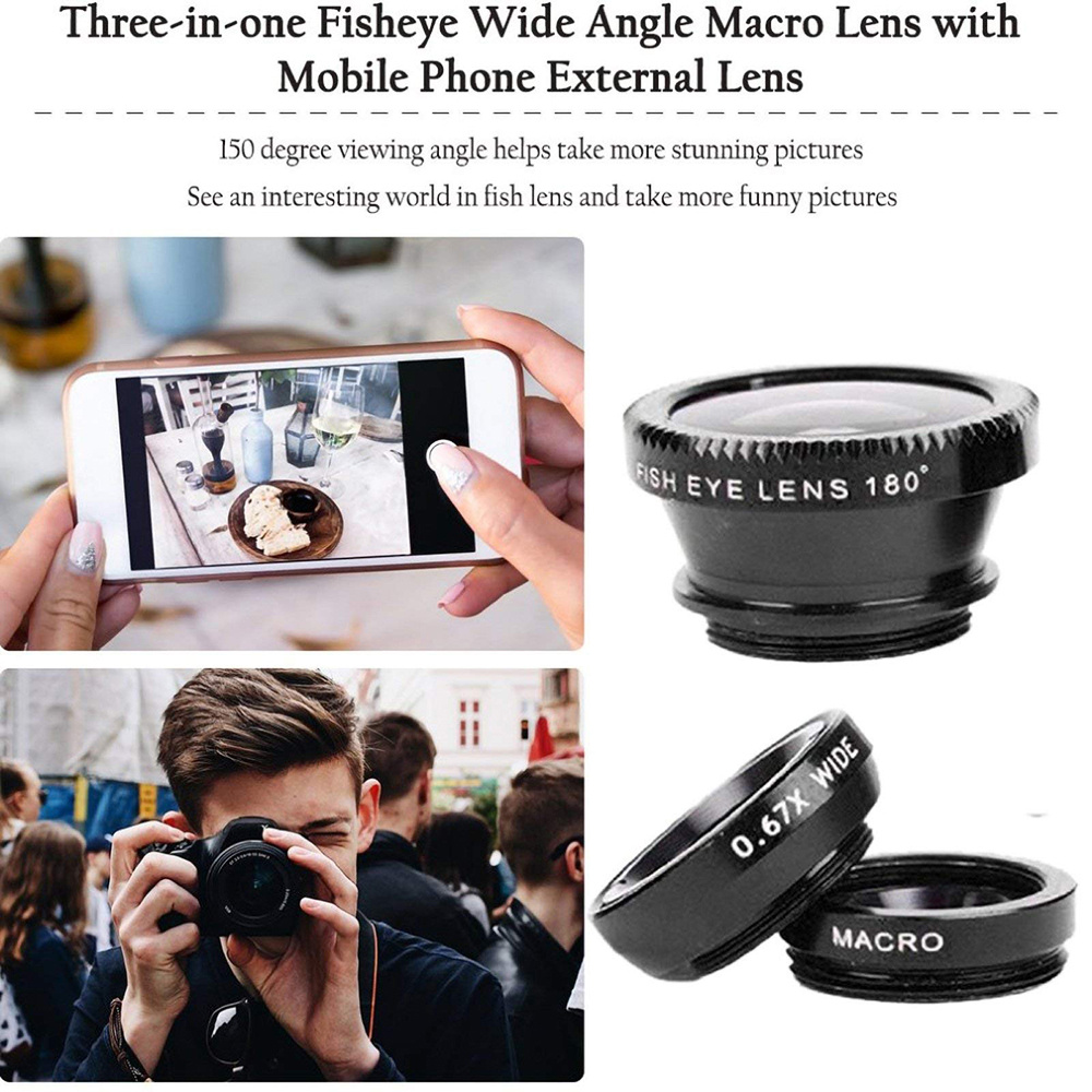 Universal 3 in 1 Fish Eye Lens - Photography Zooming review and price